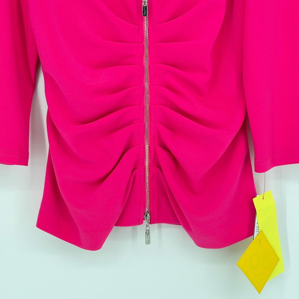 Joseph Ribkoff Hot Pink Ruched Zip-Front Blazer - Picture 9 of 14